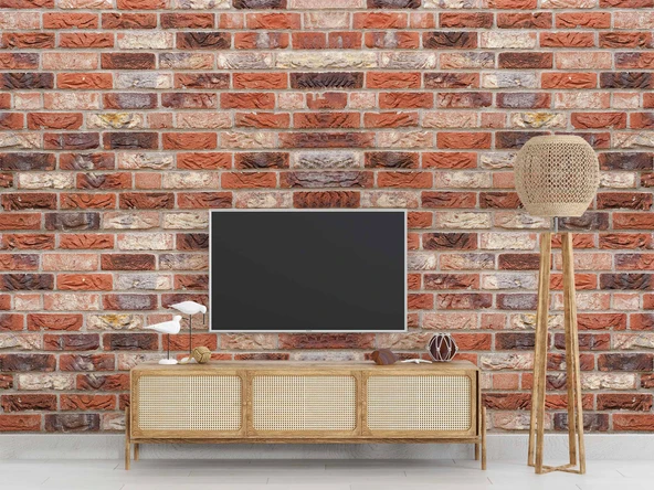 Doğal Turuncu Taş Duvar Temalı Duvar Kağıdı - Resim 3