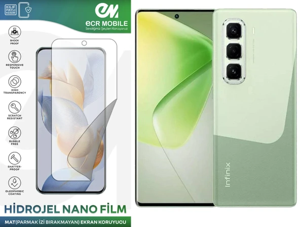 Infinix Hot 50 Pro Plus ile Uyumlu Hidrojel Nano Ekran Koruyucu Film MAT(Tempered Cam Değildir!)