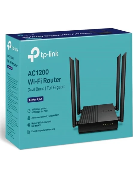 TP-Link Archer C64 4 Port 1200 Mbps Router - 3