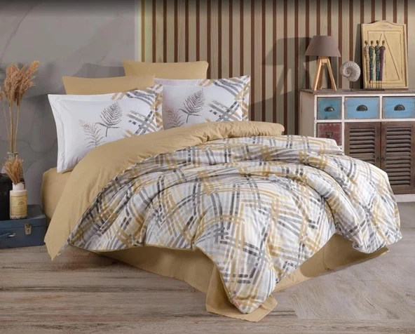 Hobby Çift Kişilik Ranforce Nevresim Takımı Irma Bej