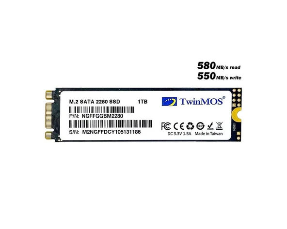 TWINMOS 1TB M.2 SATA SSD 580-550Mb NGFFGGBM2280 - 3