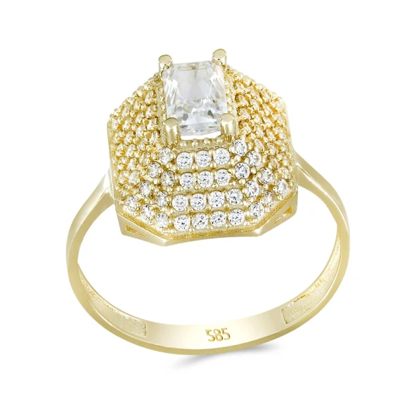 Altın Baget Taşlı Yüzük T074304 ürün görseli 1