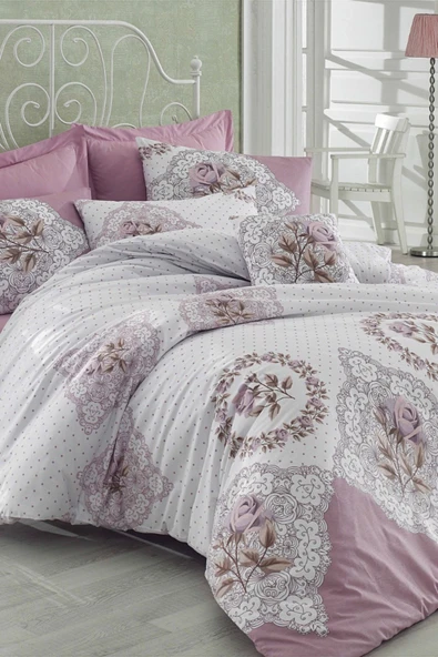 Çift Kişilik Ranforce Nevresim Takımı %100 Pamuklu Şimal Pembe - 2