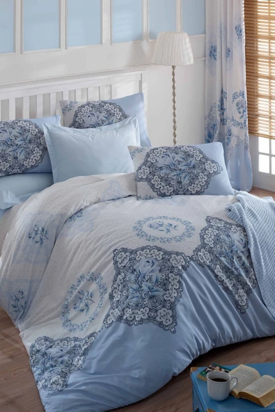 Çift Kişilik Ranforce Nevresim Takımı %100 Pamuklu Şimal Mavi - 2