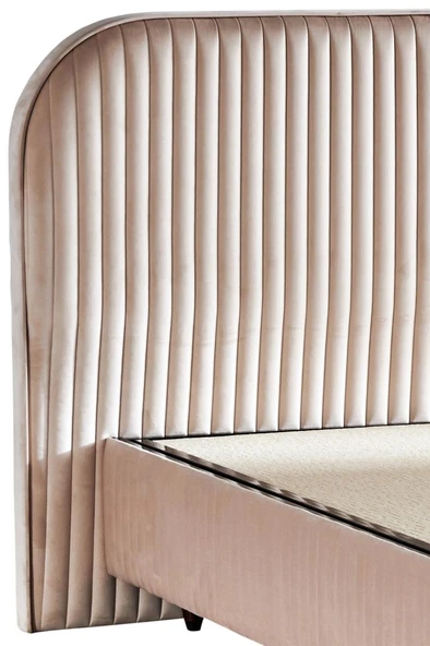 Niron  Line Visco Lüks Baza ve Başlık Seti 160x200 cm Çift Kişilik Baza ve Başlık Takımı Krem Babyface - Resim 6