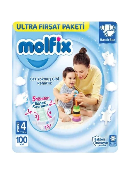Molfix 4 Numara Maxi 100'lü Bebek Bezi - 1