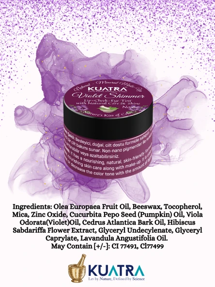 Violet Shimmer Lip-Cheek-Eye ‘Tint’ Doğal İçerikli Allık, Ruj, Göz Farı (Makyaj ve Cilt Bakımı) - 7