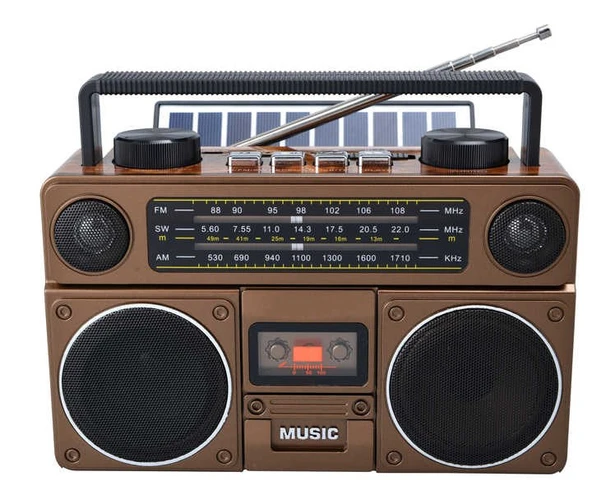 Concord FP-2382S Solar Güneş Enerji Panelli Nostaljik Radyo Bluetooth Hoparlör - Resim 2