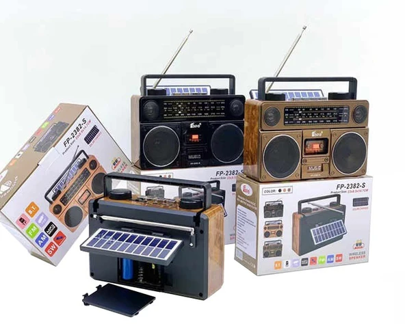 Concord FP-2382S Solar Güneş Enerji Panelli Nostaljik Radyo Bluetooth Hoparlör - Resim 6