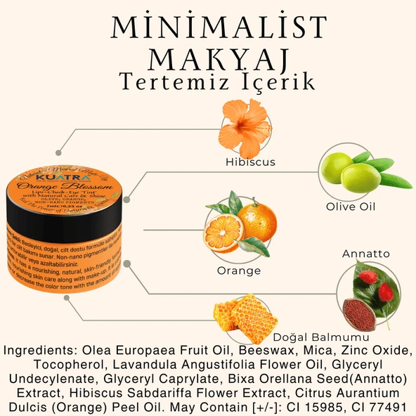 Orange Blossom Lip-Cheek-Eye ‘Tint’ Doğal İçerikli Çok Amaçlı Allık, Ruj, Göz Farı (Makyaj Beraberinde Çok Değerli Besleyici Cilt Bakımı) - 4