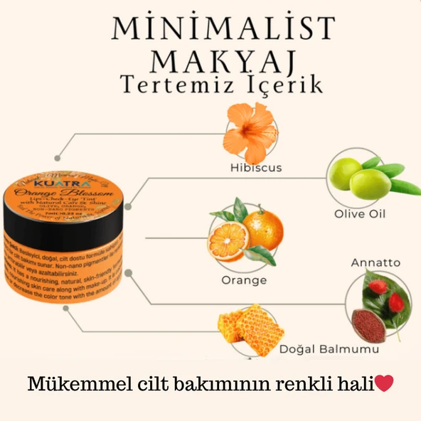 Orange Blossom Lip-Cheek-Eye ‘Tint’ Doğal İçerikli Çok Amaçlı Allık, Ruj, Göz Farı (Makyaj Beraberinde Çok Değerli Besleyici Cilt Bakımı) - 6