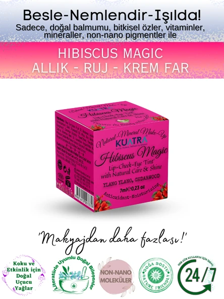 Hibiscus Magic Doğal İçerikli Çok Amaçlı Allık, Ruj, Göz Farı (Makyaj Beraberinde Çok Değerli Besleyici Cilt Bakımı) - 5
