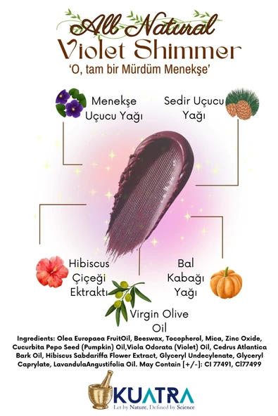 Violet Shimmer Lip-Cheek-Eye ‘Tint’ Doğal İçerikli Allık, Ruj, Göz Farı (Makyaj ve Cilt Bakımı) - 6