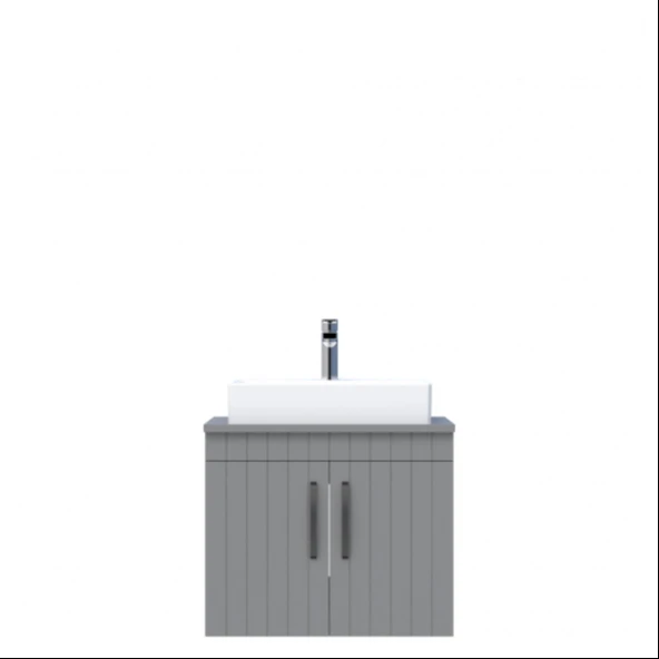 D10 Next Lavabo Dolabı Tezgah Üstü Kapaklı 65 cm Gri Lake