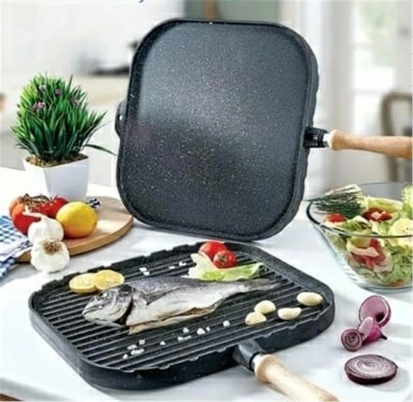 EDA COOKWARE ÇİFT TARAFLI KARE GÖZLEME TAVASI NO:36 CM KARE SİYAH ZK-896