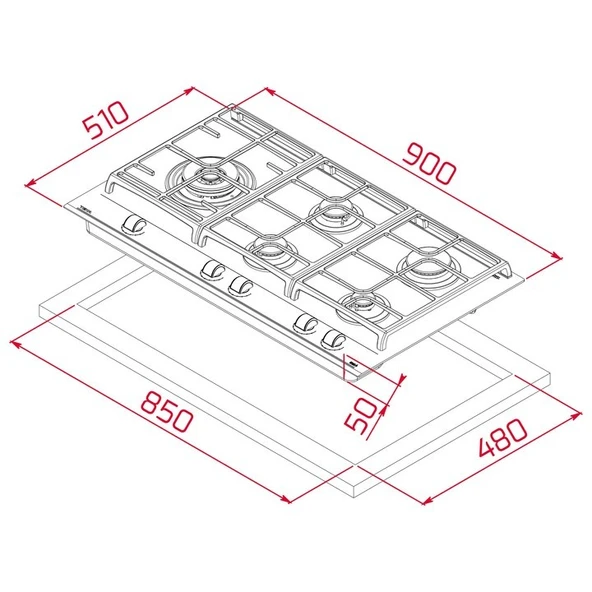 TEKA GZC 95320 BK EXACTFLAME 5 GÖZLÜ SİYAH 90 CM ANKASTRE GAZLI OCAK - 4