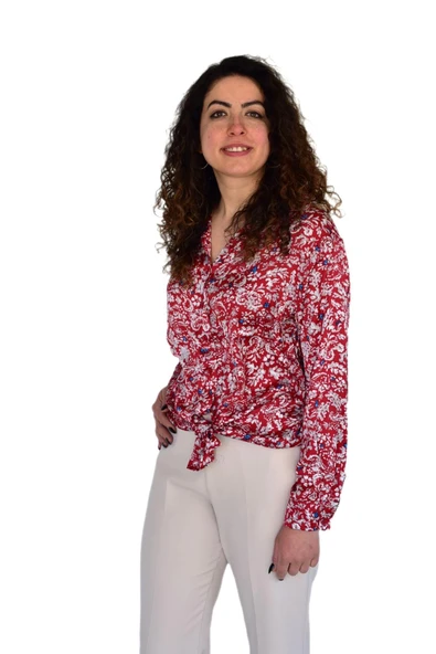 Kadın Saten Baskıkılı Desen Uzun Kol Gömlek BGL-ST04214 - Resim 11