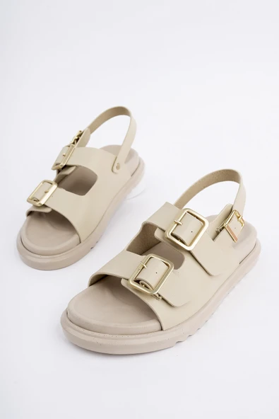 Muggo MEGGİE Çift Bantlı Ayarlanabilir Kemerli Günlük Kadın Sandalet - 7