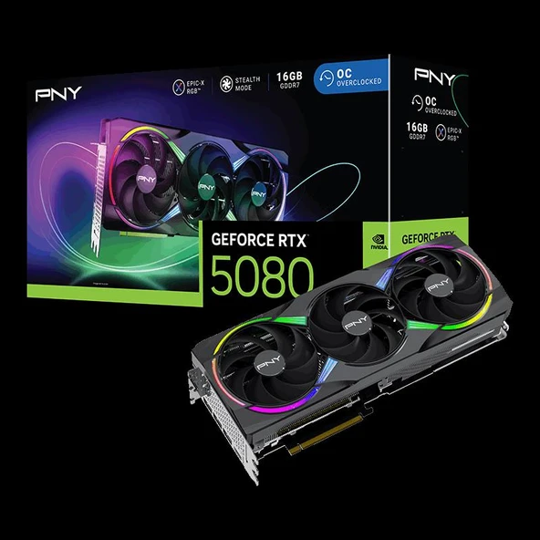 PNY VCG508016TFXXPB1-O GEFORCE RTX 5080 ARGB 16GB GDDR7 256Bit Üç Fanlı OC Ekran Kartı