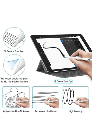 Tüm Cihazlara Uyumlu Dokunmatik Şarjlı Universal Stylus Ipad İphone Android Tablet Telefon Kalemi - 3