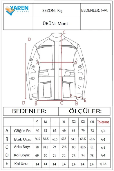 Yaren Tekstil Kışlık Moto Kurye Mont - 5