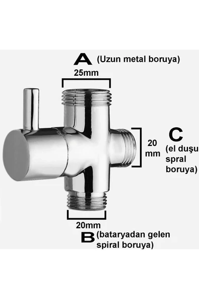 Sardıcı Yedek Parça Banyo Robot Duş Seti Yönlendirici Musluk 3/4x1/2x1/2 - 2