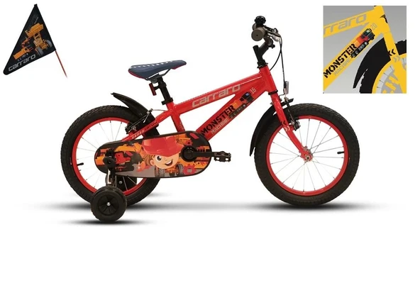 CARRARO MONSTER ERKEK ÇOCUK BİSİKLETİ 220H V 16 JANT SARI GRİ SİYAH