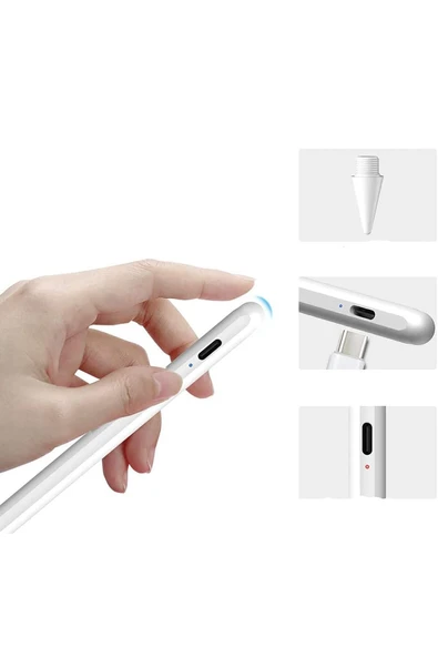 Tüm Cihazlara Uyumlu Dokunmatik Şarjlı Universal Stylus Ipad İphone Android Tablet Telefon Kalemi - 5