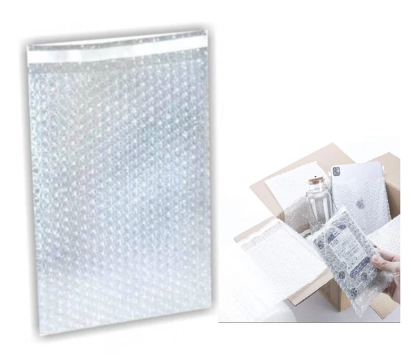 Balonlu Patpat Torba, Bantlı Baloncuklu Torba 10Cm x 15Cm + 5Cm (50 Adet) ürün görseli