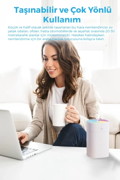 QASUL RGB Işık  Hava Nemlendirici Buhar Makinesi Oda Kokusu Araba Kokusu - 5