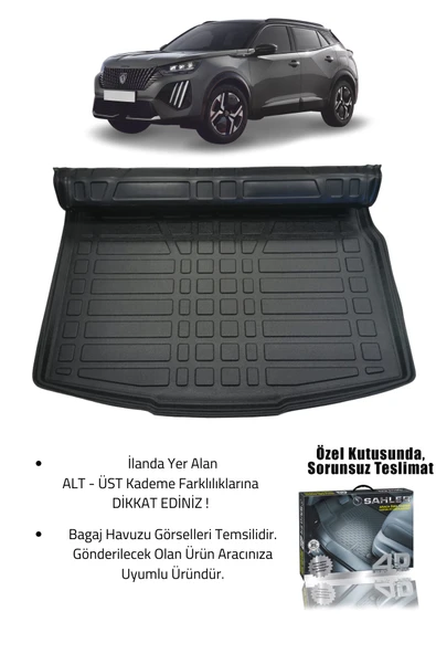 Sahler Peugeot 2008 2019+ Uyumlu 4.5d Premium Havuzlu Paspas ve Liner Marka 3D ALT Bagaj Havuzu - Resim 2