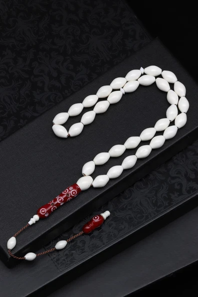 Renkli İmameli Kemik Tesbih 7 x 11 mm Arpa Kesim
