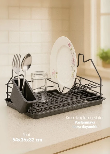 Tek Katlı Bulaşıklık Tezgah Üstü Tabaklık BPA FREE Bulaşık Sepeti Siyah ürün görseli