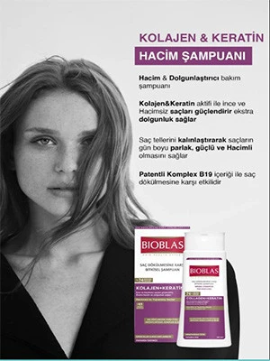 Bioblas Saç Dökülmesine Karşı Hacim Şampuanı Collagen Keratin 360 ml 1 adet - 3