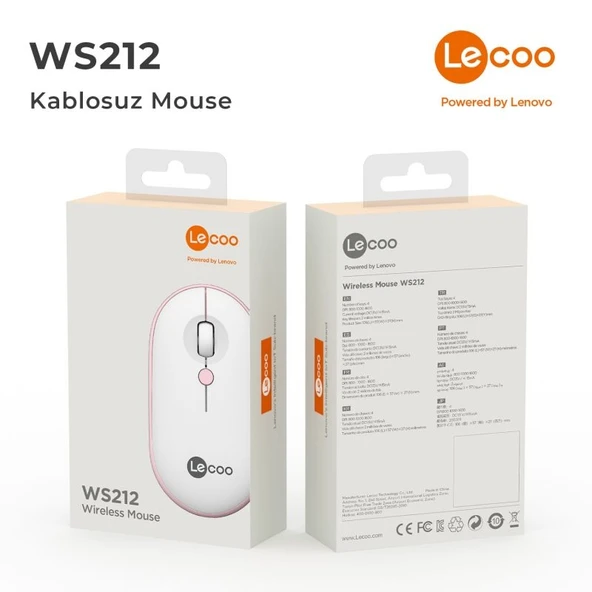 Lenovo Lecoo WS212 Kablosuz Mouse Beyaz & Pembe - 4