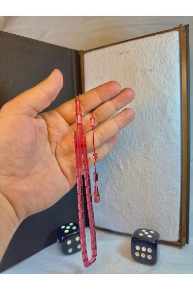 Ateş Kehribar Tesbih Pembe Renkli Kesme Kesim T-89