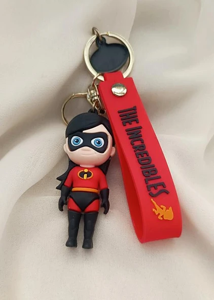 Anime İnanılmaz Aile Anahtarlık Silikon Oyuncak Araba Çanta Süsü 3D - Resim 3