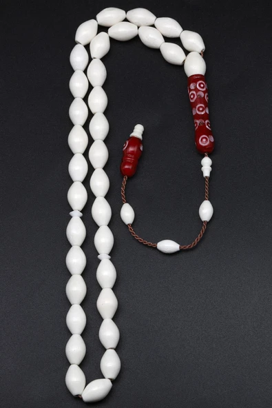 Renkli İmameli Kemik Tesbih 7 x 11 mm Arpa Kesim - 2