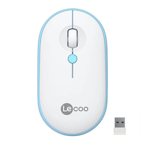 Lenovo Lecoo WS212 Kablosuz Mouse Beyaz & Mavi - 1