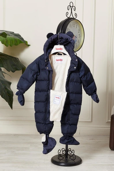 Unisex Kapüşonlu Fermuarlı Bebek Astronot Tulum 51330 - 3