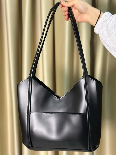 Kadın Fermuarlı Ve Çıtçıt Kapamalı Shopper El Ve Omuz Çantası - 9