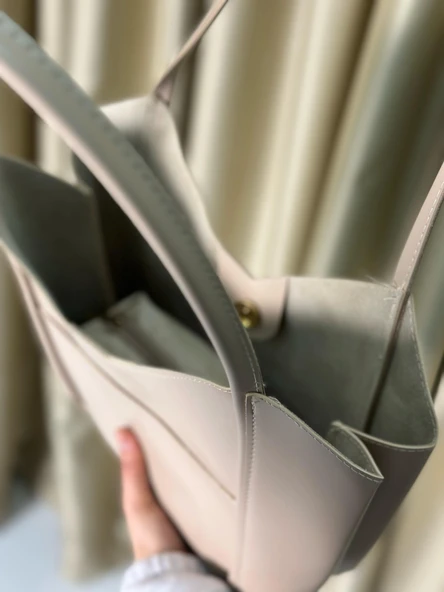 Kadın Fermuarlı Ve Çıtçıt Kapamalı Shopper El Ve Omuz Çantası - 4