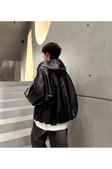 NYC GİYİM TEKSTİL Ultra ovarsize hakiki deri unisex hip hop mont - 2