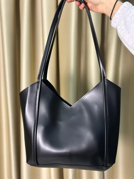 Kadın Fermuarlı Ve Çıtçıt Kapamalı Shopper El Ve Omuz Çantası - 11