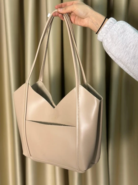 Kadın Fermuarlı Ve Çıtçıt Kapamalı Shopper El Ve Omuz Çantası - 3