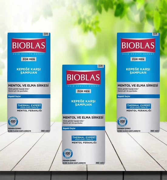 Bioblas Thermal Expert Mentol ve Elma Sirkesi Kepeğe Karşı Şampuan 360 ml 3 adet