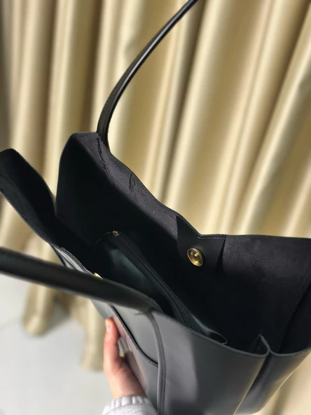 Kadın Fermuarlı Ve Çıtçıt Kapamalı Shopper El Ve Omuz Çantası - 10