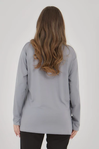 Kadın V Yaka Likralı Büyük Beden Orta Yaş Anne Penye Bluz - 2