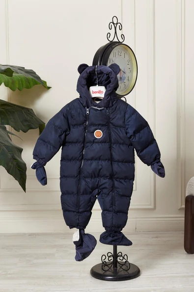 Unisex Kapüşonlu Fermuarlı Bebek Astronot Tulum 51330 - 5