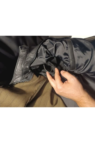 NYC GİYİM TEKSTİL Motorcu Dana derisi Çıkartılabilir korumalı ve seyyar iç astarlı mont - 3